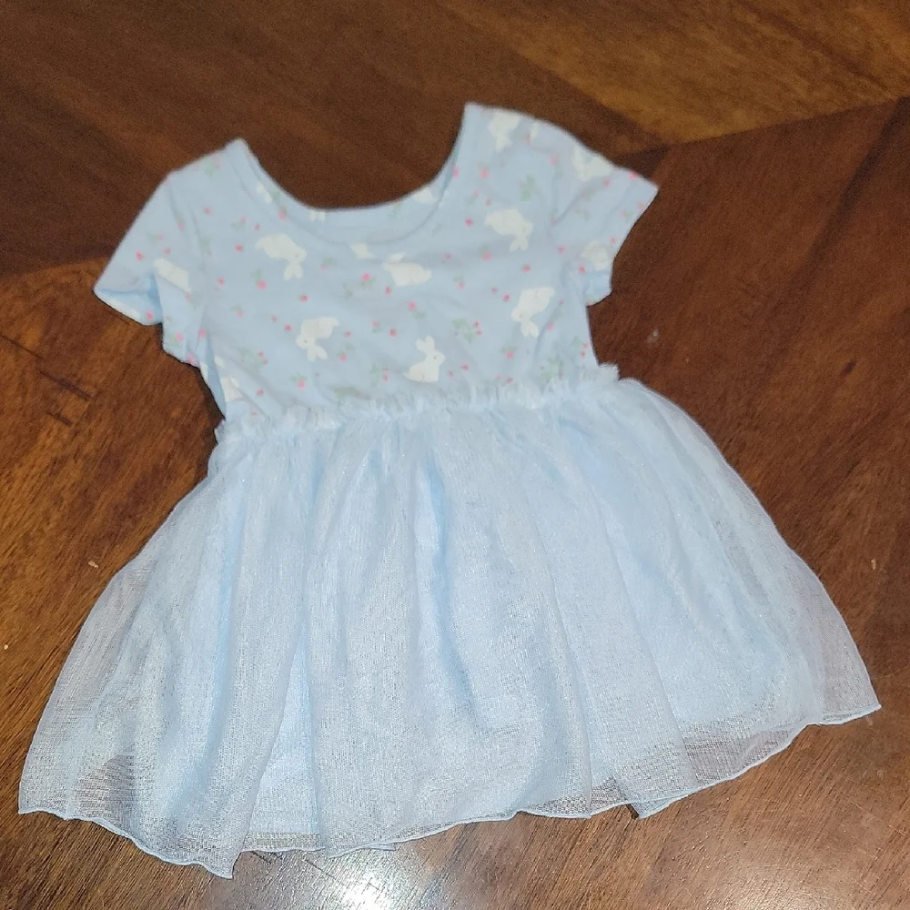 OshKosh B'gosh Green Plaid Overall Dress And Cat&Jack Light Blue Dress 18m Girl